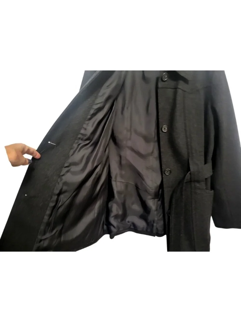 J. CREW Black Wool Belted Coat Classic Single-Breasted Structured Jacket